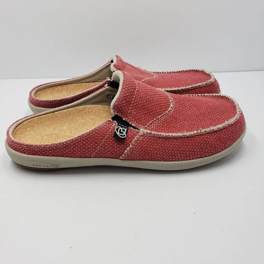 Spenco Siesta Womens Size 8 Pink Canvas Orthotic Slide Mule Slip On Shoes